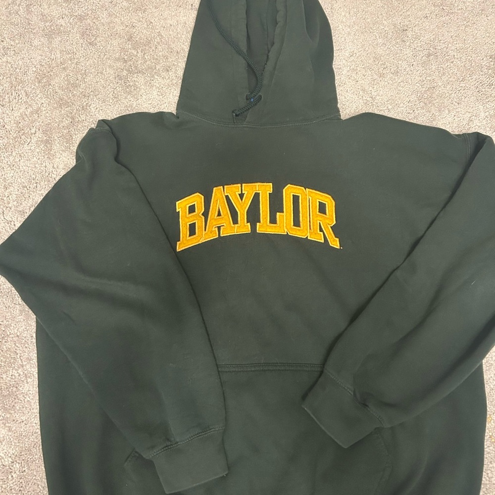 Baylor Dark Green Hoodie with Yellow Lettering